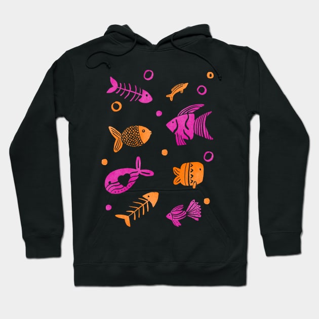 Orange and magenta tropical fishes Hoodie by Home Cyn Home 